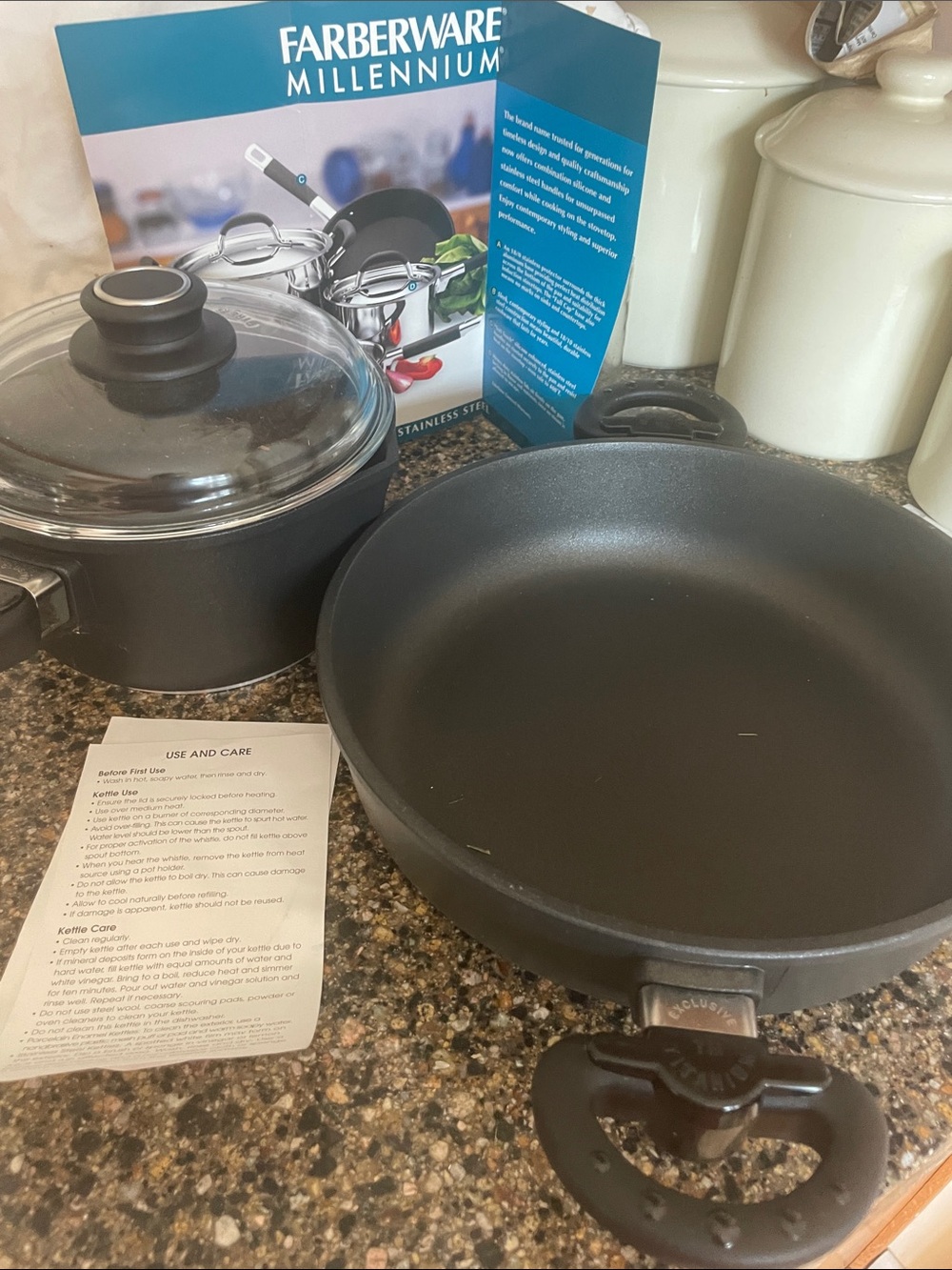 Farberware Black Millennium Nonstick Fry Pan and Saucepot Set new